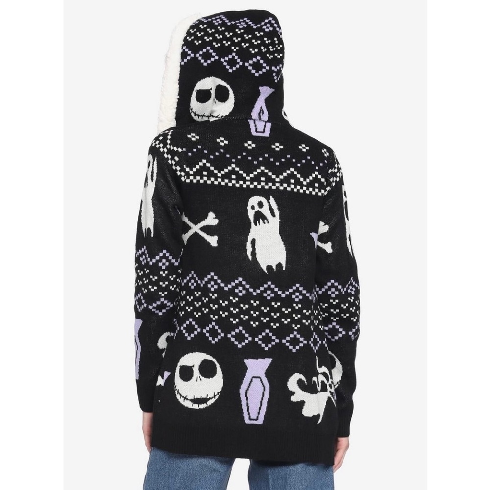 NWT Disney Nightmare Before Christmas Jack Skellington Fair Isle Sherpa Cardigan
